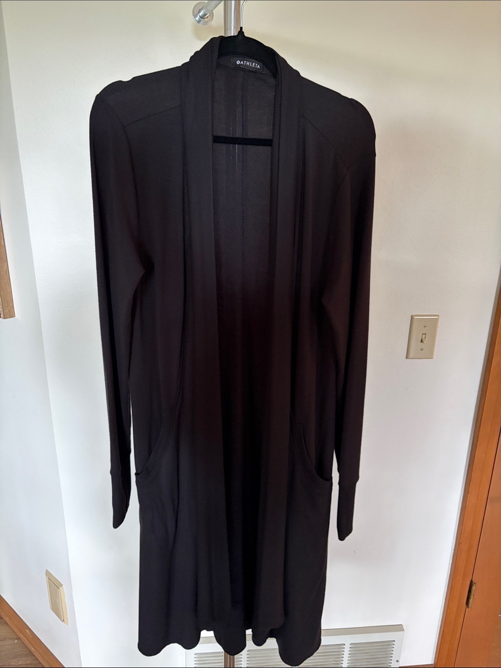 Athleta Black Long Open-Front Restore Wrap